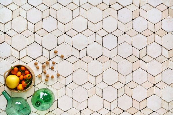 Baldosas blancas de barro cocido