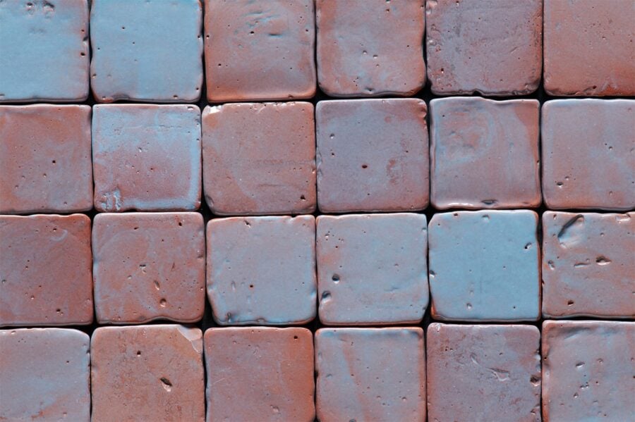 baldosas de barro esmaltadas azules