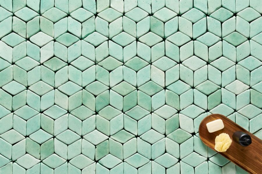 azulejos artesanales de color verde